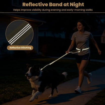 Hands Free Double Dog Leash, 4 Reflective Padded Handles, Adjustable Waist Belt 27-51", Shock-Absorbing Bungee, 360° Swivel Clips, for Small, Medium & Large Dogs, Walking Jogging Running - Image 5