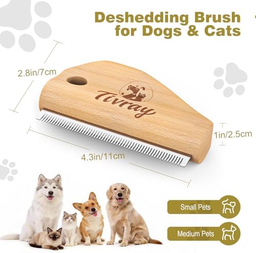 Dog Brush for Shedding, Wood Deshedding Brush for Dogs, 4.3inch - Image 2