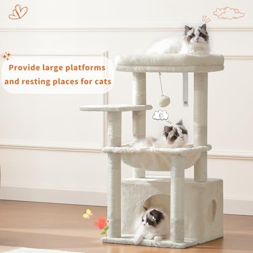Heybly Cat Tree, Kitten Tower with Large Soft Cat Basket HCT008SM - Image 2