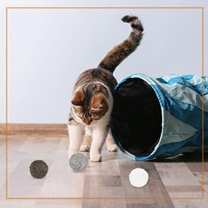 LEIFIDE 12 Pcs Real Rabbit Fur Ball Poms Cat Toys, Gray, Coffee, White - Image 5