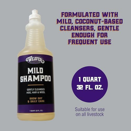 Weaver Livestock Mild Shampoo, Gentle, Effective Coconut-Based Hide, Hair and Wool Shampoo, Daily Use, Cattle Show Supplies - Image 3