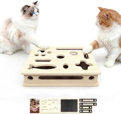 Cat Scratch Puzzle Enrichment Box, Large Solid Wood with Sandpaper Inside by Unknown
