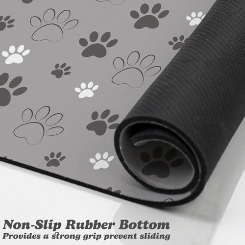 Dog Food Mat, Absorbent Water Bowl Mats Cat Pet Feeding Placemats Light Gray 24 * 16 inch - Image 3