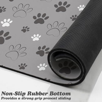 Dog Food Mat, Absorbent Water Bowl Mats Cat Pet Feeding Placemats Light Gray 20 * 12 inch - Image 3