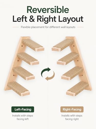 Cat Wall Shelves Stairs Cat Wall Furniture Mounted, 2PCS Shelves & 2PCS 4 Steps Climbing Shelf Scratching Perches for Sleeping, Playing, Climbing - Image 3