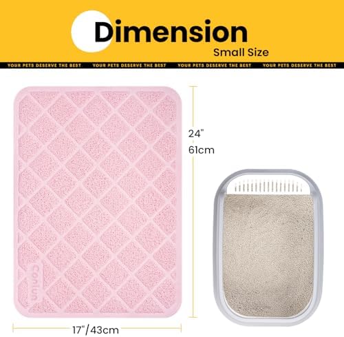 Conlun Cat Litter Mat Litter Trapping Mat, 24" x 17" Premium Durable PVC Grid Mesh with Scatter Control, Non-slip, Less Waste Cat Litter Box Mat, Pink - Image 2