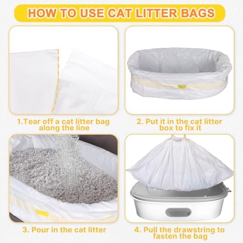 30 Count Cat Litter Liners Large, Jumbo Tear Resistant Heavy Duty Cat Litter Bags with Drawstring, Extra-Thick Kitty Litter Box Bags-36" x 18" - Image 4