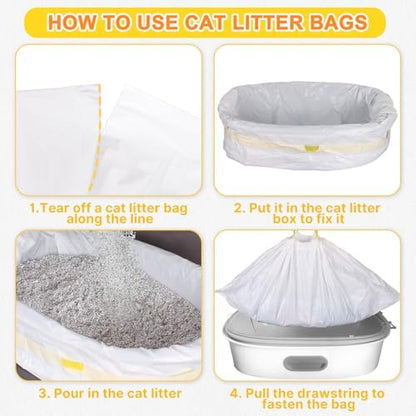 30 Count Cat Litter Liners Large, Jumbo Tear Resistant Heavy Duty Cat Litter Bags with Drawstring, Extra-Thick Kitty Litter Box Bags-36" x 18" - Image 4