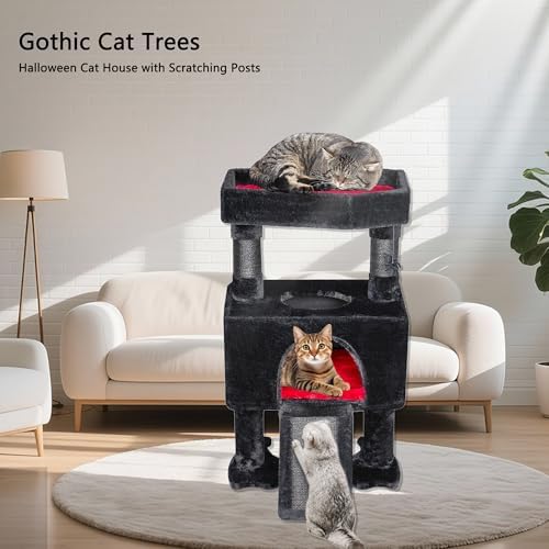 BEWISHOME Cat Tree Tower for Indoor Cats, Gothic Cat Trees with Coffin Bed - Image 5