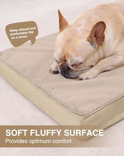 KSIIA Orthopedic Dog Bed for Small Dogs with Waterproof Lining, Khaki,23x17 - Image 3
