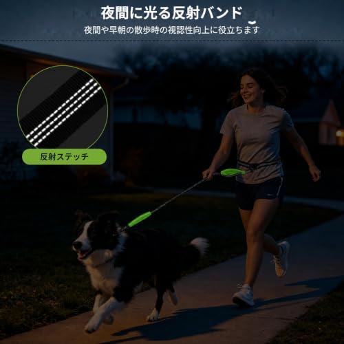 Hands Free Double Dog Leash, 4 Reflective Padded Handles, Adjustable Waist Belt 27-51", Shock-Absorbing Bungee, 360° Swivel Clips, for Small, Medium & Large Dogs, Walking Jogging Running - Image 4