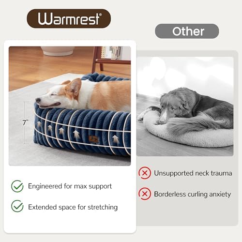 Washable Dog Bed Small Medium Size Dog, Rectangle Orthopedic Pet Bed for Car and Indoor,Fluffy Memory Foam Dog Beds with Anti-Slip Bottom,25 x21 x8 Inches,Navy - Image 4
