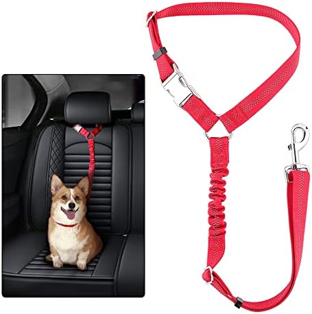 Plutus Pet Dog Seat Belt for Car Headrest, Reflective with Elastic Bungee by PLUTUSPET