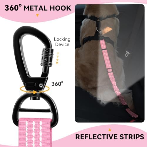 Pawaboo 2Pack Dog Car Seatbelt, 3-in-1 Dog Tether with Buckle & Hook Latch - Image 2