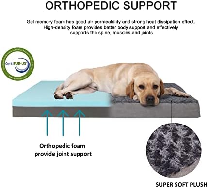 Orthopedic Memory Foam Bed for Large Dogs, Waterproof Cooling Pet Mats for Crate with Removable Washable Cover,Ideal for Arthritic Dogs (Large plus-36"x 27" x 3", Rose Plush) - Image 2
