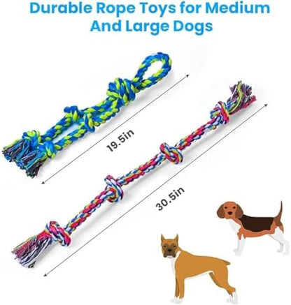 Feeko Heavy Duty Dog Rope Toys for Large Breed Aggressive Chewers, 2 Pack Indestructible Teeth Cleaning Tug of War Toy - Image 3