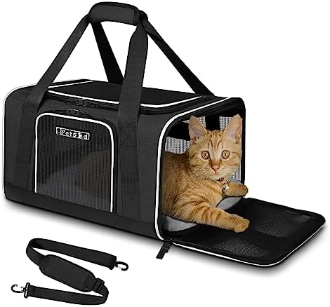 Petskd Small Pet Carrier 18" L x 11" W x 11" H Airline Approved, Black by Petskd