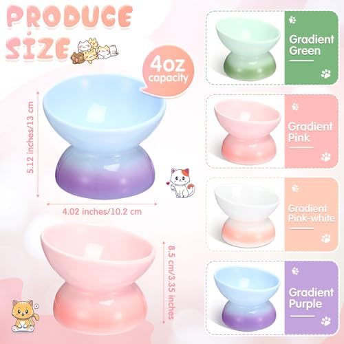 Hushee 4 Pcs Ceramic Raised Cat Food Bowls Elevated Tilted Dish Anti Vomiting Food or Water Bowls Pet Supplies - Image 3