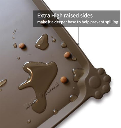 Hoki Found L Silicone Pet Food Mats Tray - Non Slip Dog Cat Bowl Mats Placemat - Pet Feeding Mat - Waterproof Dog Cat Food Mats -Pet Water Mats for Carpet - Coffee - Image 2