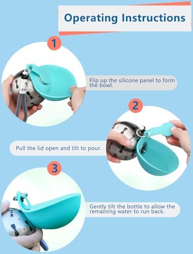 Portable Dog Water Bottle for Small Dogs: 285ml 2-in-1 Insulated Compact Leak-Proof Stainless Steel Round Water Dispenser with Collapsible Bowl for Daily Walks, Short Hikes & Travel - Image 5