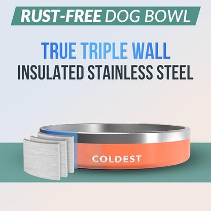 Coldest Dog Bowl - Anti Rust Metal, Non Slip, 3 Layers Insulated Stainless Steel Dog Bowls - Spill Proof & Heavy Duty - Water Bowl for Dogs, Cats & Pets, Dish Washer Safe (21 oz, Mars Red Glitter) - Image 3
