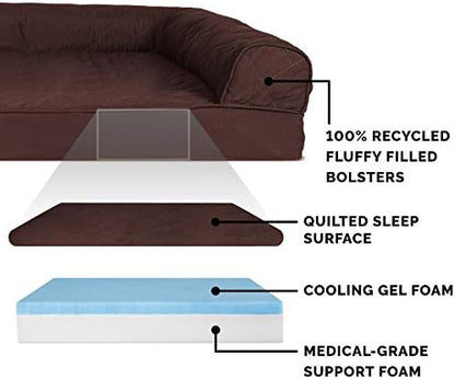 Furhaven Cooling Gel Dog Bed for Medium/Small Dogs w/ Removable Bolsters & Washable Cover, For Dogs Up to 35 lbs - Quilted Sofa - Coffee, Medium - Image 3
