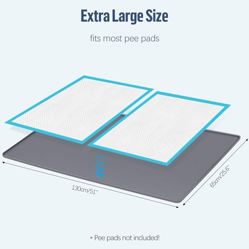 Pee Pad Holder for Dogs 51''x25.6'' Silicone Puppy Pee Pad Tray, Dark Grey - Image 2