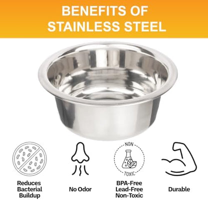 Neater Pet Brands 2.2 Cup (18 oz.) Stainless Steel Dog Bowls, Set of 2 Neater Feeder Replacement Bowls (Small Deluxe Model), Dog Food Bowl & Water Bowl, Dishwasher Safe Metal Dish for Cat & Small Dogs - Image 5
