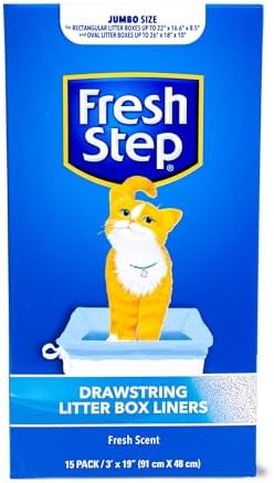 Fresh Step Drawstring Cat Litter Liners, Scented, 3 ft x 19 in, 15 Count by FreshStep
