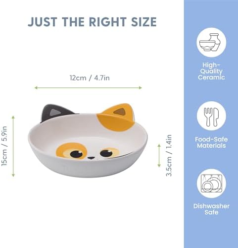 The Cat Ladies Ceramic Cat Bowls - Whisker Friendly Food Bowl - Cute Pet, Kitten Plates - Dishes for Indoor Cats - Dish for Wet Food & Water - Platos para Gatos - Calico, Small - Image 3