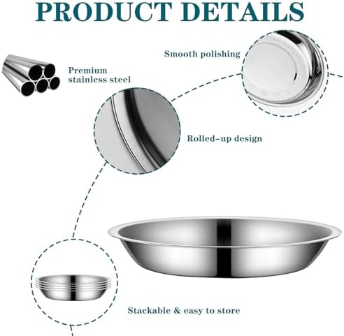 4Packs Cat-Bowls Cat Food Bowl - 6.1 Inch Stainless Steel Cats Feed Bowl for Indoor Cats Shallow and Wide Wet Food Plate Pet Feeding Whisker Fatigue Relief Pet Plate for Kitten Puppy (Type-B) - Image 4