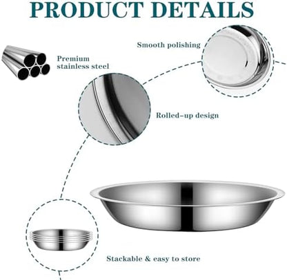 4Packs Cat-Bowls Cat Food Bowl - 6.1 Inch Stainless Steel Cats Feed Bowl for Indoor Cats Shallow and Wide Wet Food Plate Pet Feeding Whisker Fatigue Relief Pet Plate for Kitten Puppy (Type-B) - Image 4