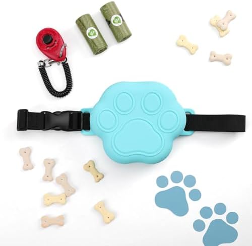 Dog Treat Pouch with Training Clicker and 2 Poop Bags, 1.8 Cup Small Sealable Zipper Silicone Fanny Pack with Waist Belt, Pet Puppy Training & Walking Essentials (Blue) - Image 2