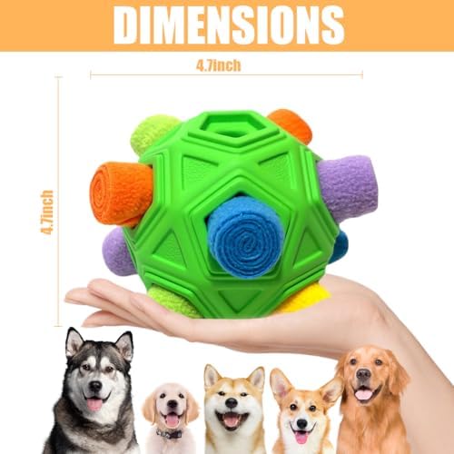 Dog Snuffle Ball-Interactive Puzzle Dog Toys Encourage Natural Foraging Skills Slow Feeder for Training and Stress Relief, Cloth Strip Hiding Food Dog Toys with Squeaky Carrot Toy for Any Size - Image 3