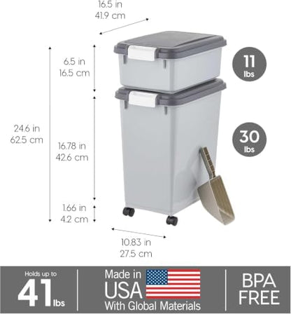 IRIS USA Dog Food Storage Container, Up to 30+11 lbs, Gray/Dark Gray - Image 3