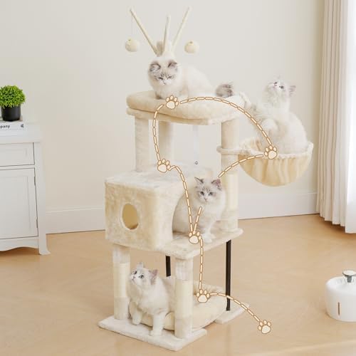 Heybly Cat Tree, 45.3" Cat Tower for Indoor Cats with Large Perch HCT202SM - Image 2