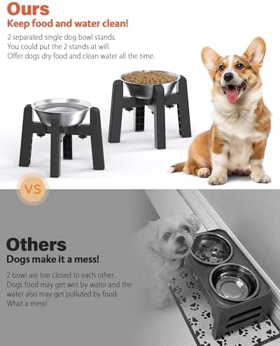 CZPET Dog Bowl Stand, 51 oz Large Capacity Stainless Steel Feeder (2 Pack) - Image 2