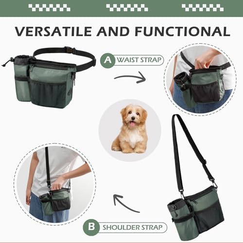 Dog Treat Training Pouch Built-in Poop Bag & Side Pocket Dispenser - Image 4