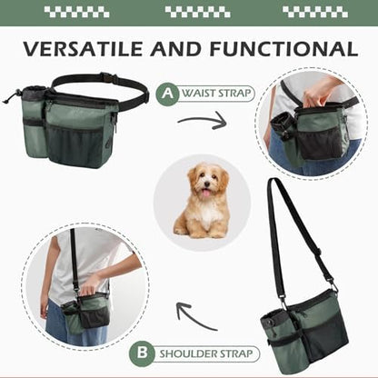 Dog Treat Training Pouch Built-in Poop Bag & Side Pocket Dispenser - Image 4