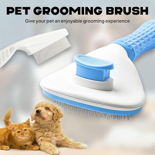 Self-Cleaning Pet Grooming Brush – Smooth Grooming Brush for Dogs and Cats, Easy Hair Removal with the Push of a Button, Gentle Shedding Remover for Small Pets (Basic Oval) - Image 4