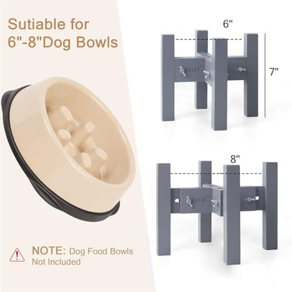 Elevated Dog Bowl Stand Adjustable Dog Food Holder 7”H Small Grey - Image 3