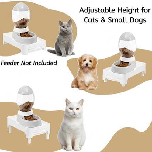 YOUEON Raised Pet Feeder Stand for Cats and Dogs Neck Health, Adjustable Height Elevated Shelf Suitable for 90% Automatic Pet Feeder & Water Dispenser, with Drawer to Stock Pet Snacks, Canned Food - Image 3