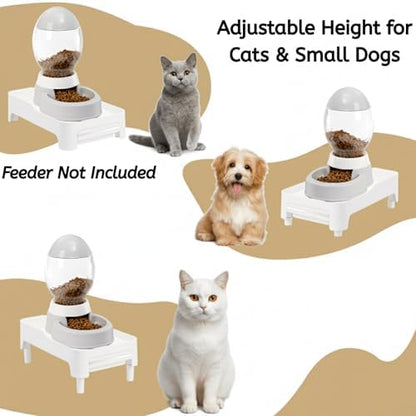 YOUEON Raised Pet Feeder Stand for Cats and Dogs Neck Health, Adjustable Height Elevated Shelf Suitable for 90% Automatic Pet Feeder & Water Dispenser, with Drawer to Stock Pet Snacks, Canned Food - Image 3