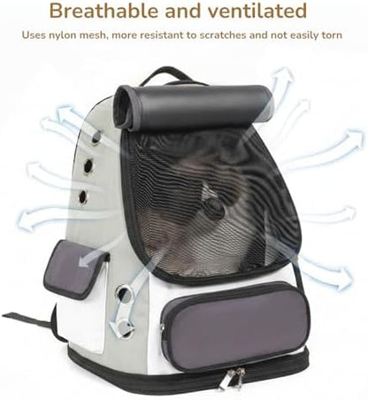 Cat Backpack Carrier, TSA Airline Approved Pet Travel Bag for Small Medium Dogs, Ventilated Hiking Camping Backpack for Cats, Kitten and Puppy up to 18 lbs, Gray Mesh - Image 2