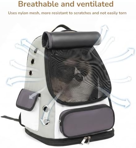 Cat Backpack Carrier, TSA Airline Approved Pet Travel Bag for Small Medium Dogs, Ventilated Hiking Camping Backpack for Cats, Kitten and Puppy up to 18 lbs, Gray Mesh - Image 2