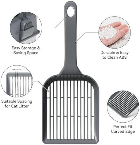 Booche Large Cat Litter Scoop, fits All Boxes, Fast sifting for Kitten Poop, Reduces Hand Fatigue, Saves Litter, speeds scooping. Includes Holder. - Image 2