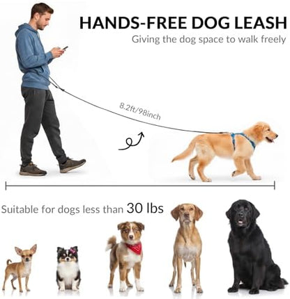 8.2ft Hands Free Dog Leash,Versatile Waist & Crossbody Lead for Medium Dogs,Waterproof & Adjustable for Running Jogging Walking, 360° Swivel Metal Buckle (Black) - Image 2