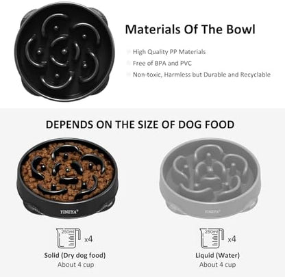 YINEYA 4 Cups Slow Feeder Dog Bowls Large Breed, Anti-Choking Pet Supplies, Maze Dog Food Bowl, Puzzle Feeder That Slow Down Eating 2PCS - Image 6