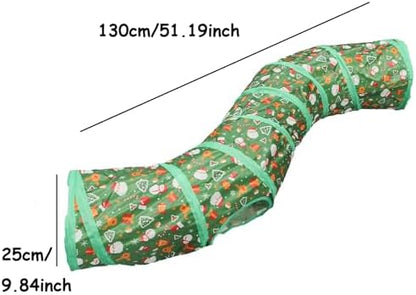 Christmas Cat Tunnel S-Shaped Tube – Collapsible Holiday Cat Play Tunnel with Interactive Crinkle Design for Cats and Kittens - Image 5