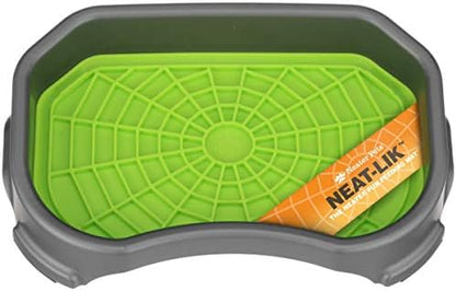 Neater Pets Neat-LIK Dog Lick Mat w/Mess-Proof Tray, Lick Mat for Dogs, Cats, Puppy, Reduces Anxiety & Boredom, Peanut Butter Slow Feeder, Interactive Treat Licking Pad (Green/Gunmetal) by NeaterPetBrands